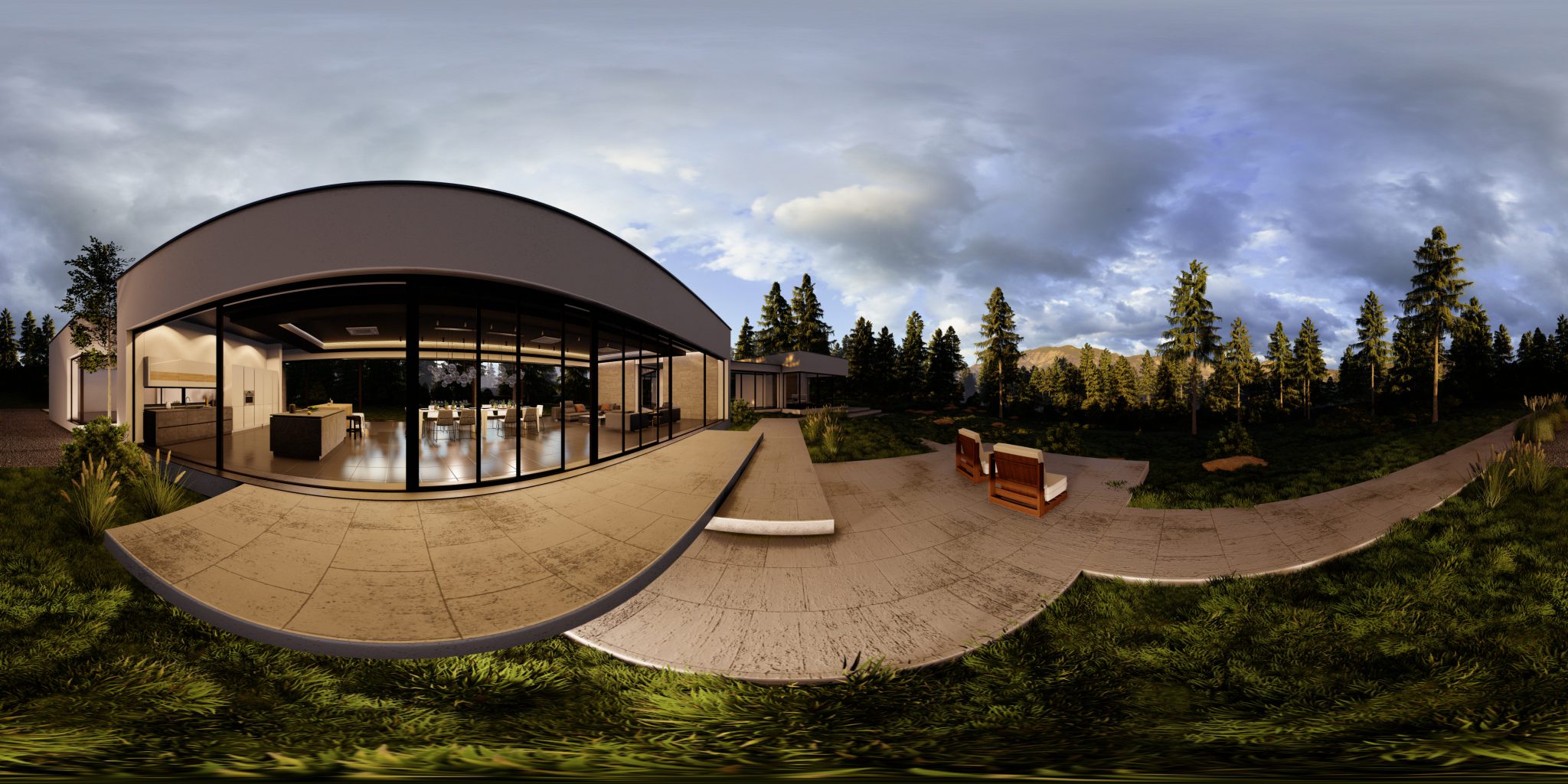 wizualizacja sferyczna budynku domu jednorodzinnego wizualizacje panoramiczne