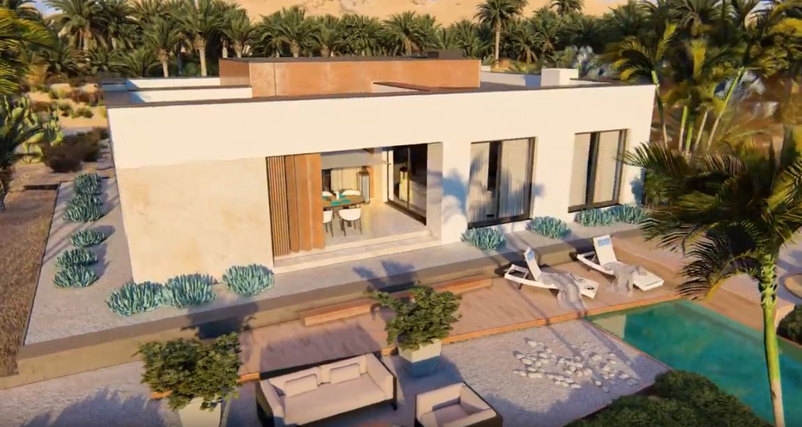 animacje architektoniczne 3d nowoczesnego domu z płaskim dachem