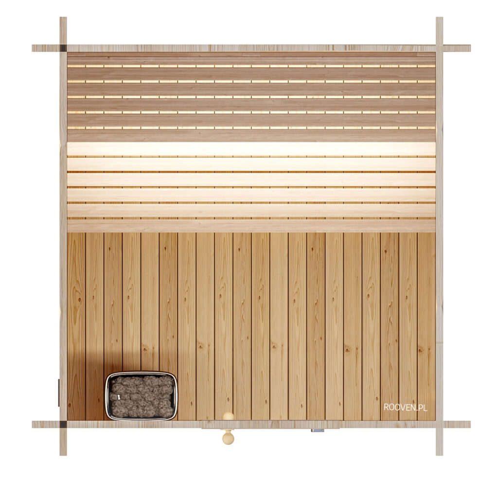 wizualizacja sauny z góry wętrze sauny