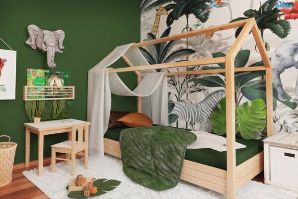 wizualizacja łóżka dzieciecego w pokoju tropikalnym dziecka