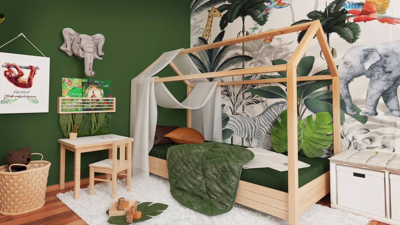 wizualizacja łóżka dzieciecego w pokoju tropikalnym dziecka