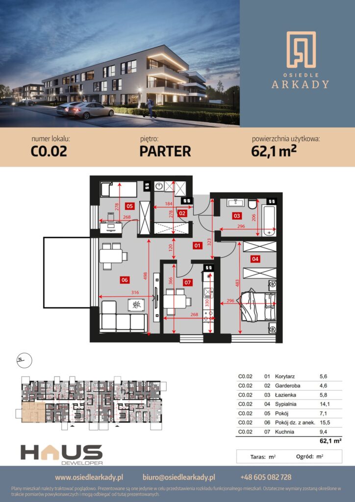 karta lokalu mieszkania w budynku mieszkalnym wielokondygnacyjnym 2D